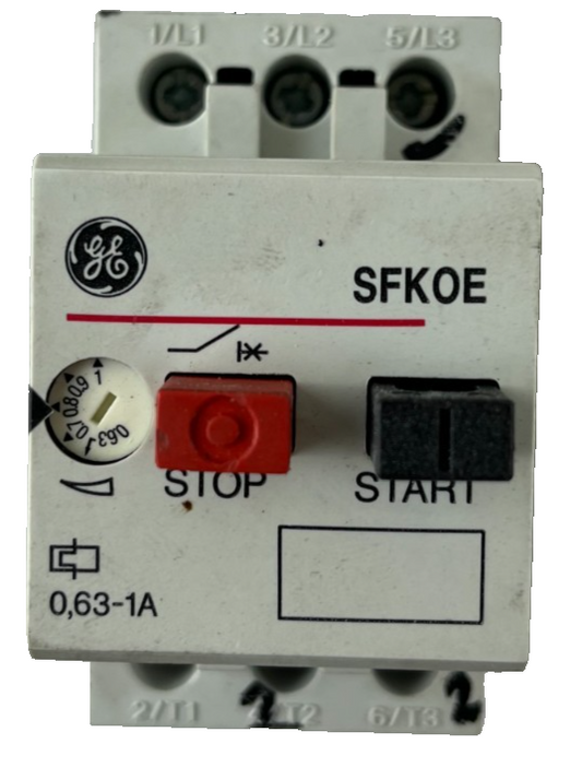 GE SFKOE Motor Protection Circuit Breaker 0.63–1A 25A AC‑3 3‑Pole Used Spare
