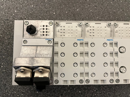 Festo CPX Pneumatic Manifold Assembly with VMPA1-FB-EMS-8 Valves and Accessories