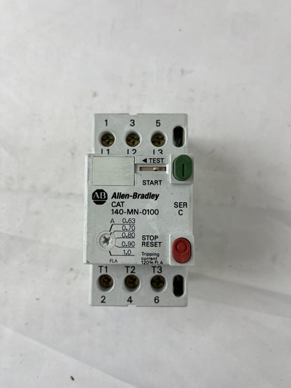 Allen‑Bradley 140-MN-0100 Manual Motor Starter 0.63–1.0A 3‑Pole Used Spare Part