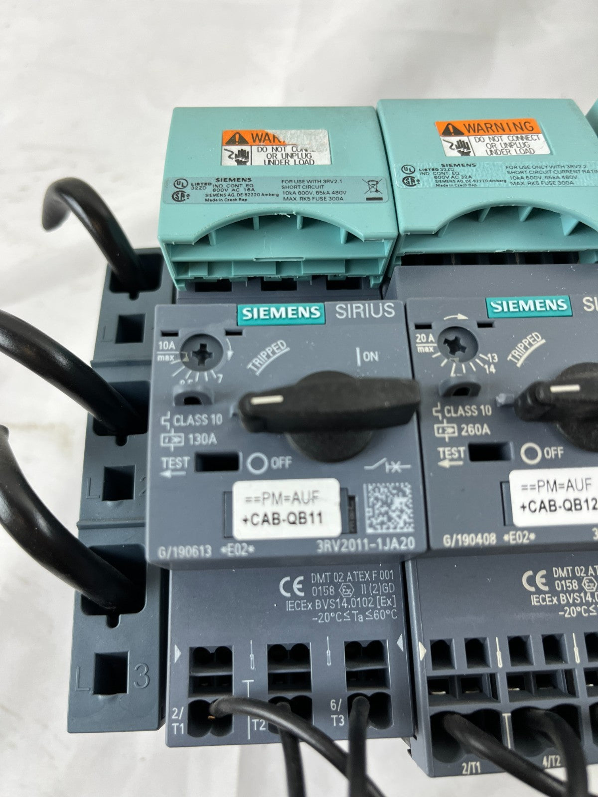Lot of 3x Siemens Sirius 3RV2021 Motor Protection Breakers 3RV2011-1JA20 Used