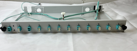 12 Port LC Duplex Fiber Optic Patch Panel Rack Mount OM3 Aqua MMF Used SPare
