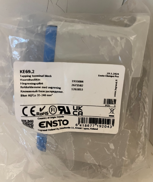 Ensto KE69.2 Tapping Terminal Block - New in box - Unused, Factory Sealed