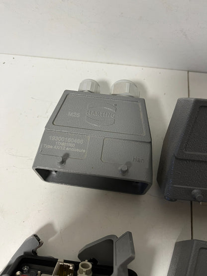 Harting Han Heavy Duty Connector Lot Enclosures Inserts Cable Hoods Used Bundle
