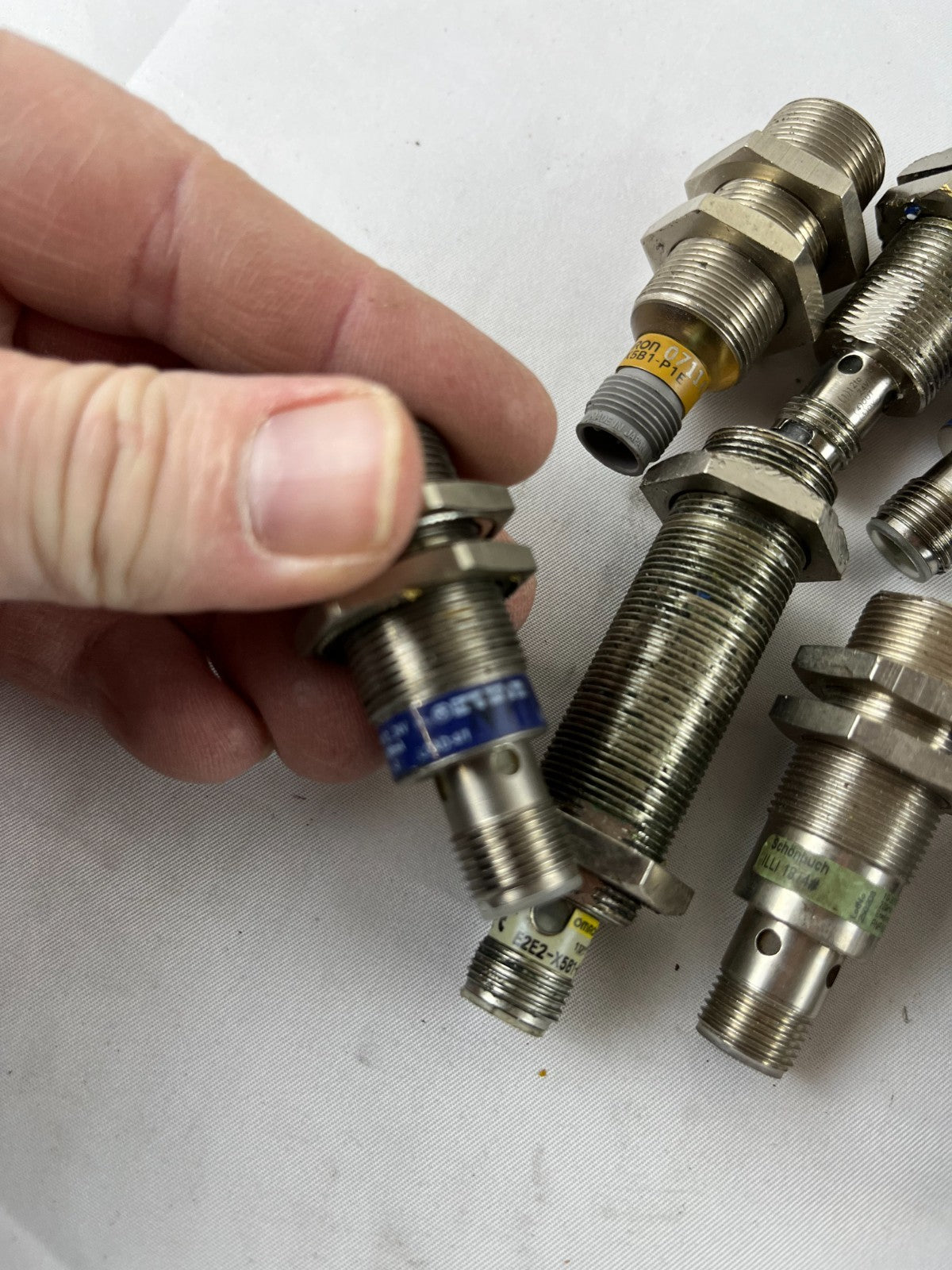 Lot of 7x Inductive Proximity Sensors M18 Mixed Brands Omron Telemecanique
