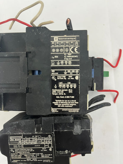Telemecanique LC1 D32 01 50A Contactor + LR2 D2353 Overload Relay 23-32A, 230V