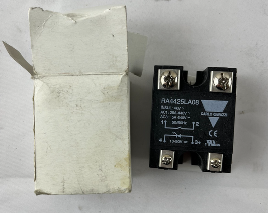 Carlo Gavazzi RA4425LA08 Solid State Relay SSR, 1-Phase, 25A 42–480VAC Load NEW
