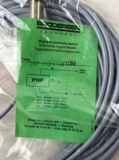Brodersen HP142440/10M Magnetic Proximity Switch PNP 24V 10M New Sealed Unit