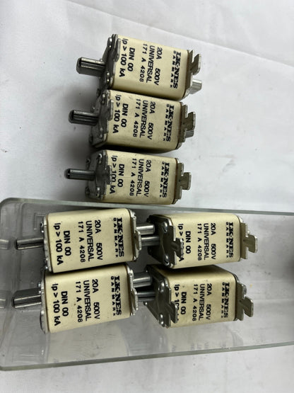 LK-NES 171 A 4208 Fuse 20A 500V Universal DIN 00 IP 100kA Lot of 7x New