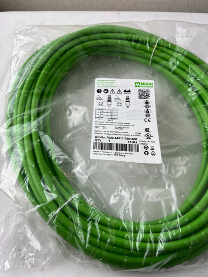 Murr 7000-44511-7961600 M12 Ethernet Cable 16m Shielded Dragchain UL CSA NEW
