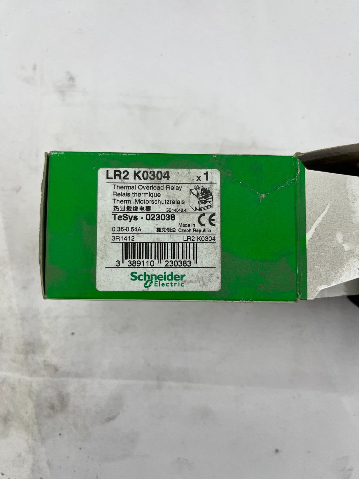 Schneider Electric LR2K0304 TeSys Thermal Overload Relay 0.36-0.54A, New in Box
