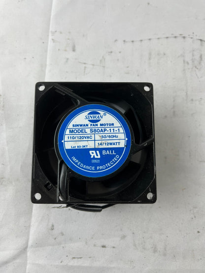 Sinwan S80AP-11-1 110/120VAC Ball Bearing Cooling Fan 80mm New Spare