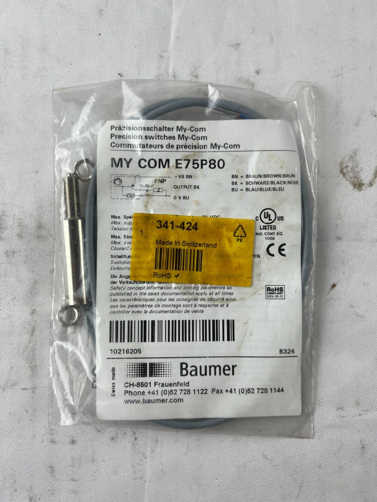 Baumer My-Com E75P80 Precision Switch PNP 10-30VDC New Spare Unit