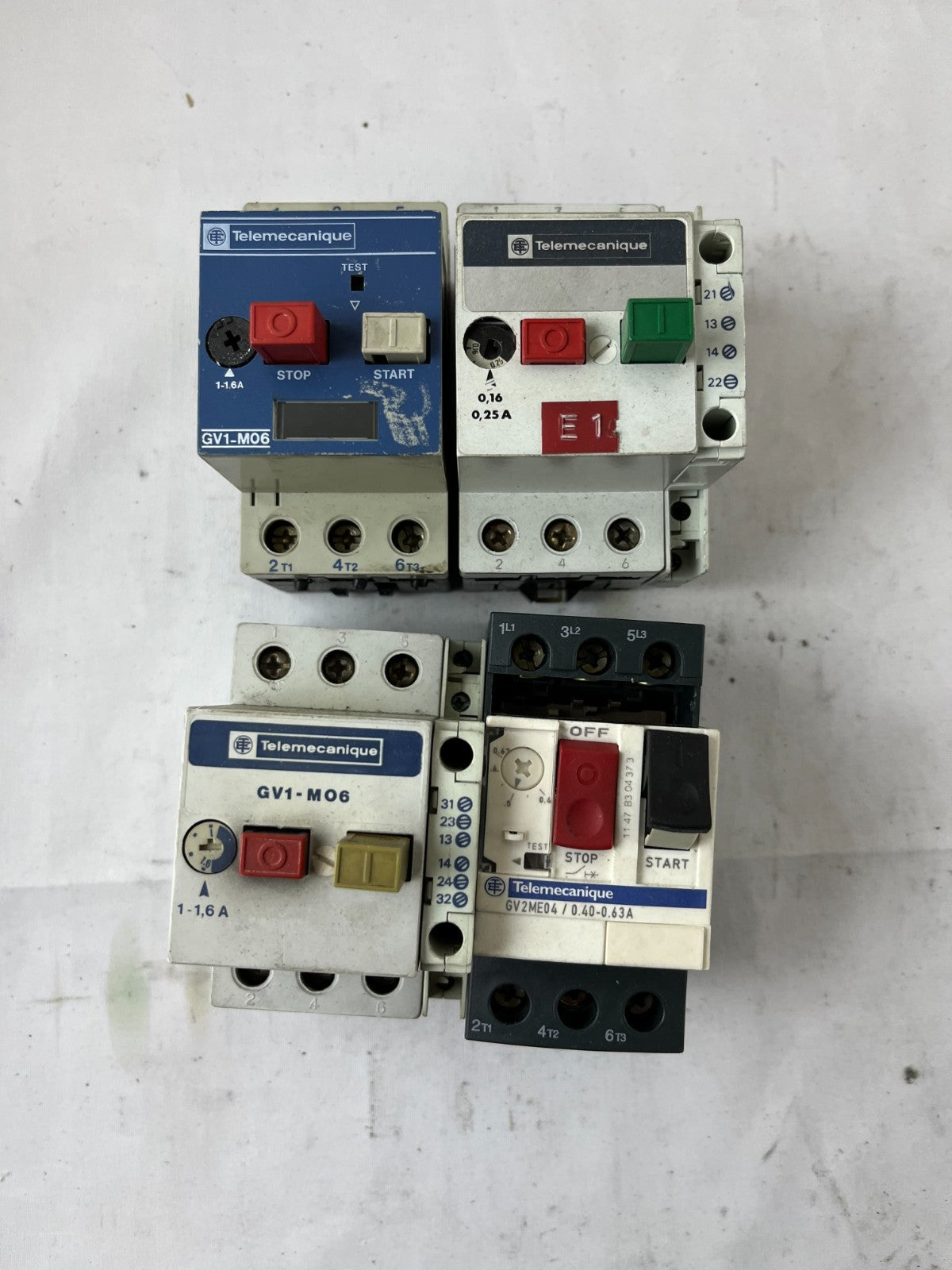 Telemecanique GV1-M06 GV2ME04 Motor Starter 0.16-1.6A Used Lot 4pcs Spares