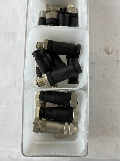 M12 Field Wireable Connectors 4 & 5 Pin Angled Bundle Used Spare Parts