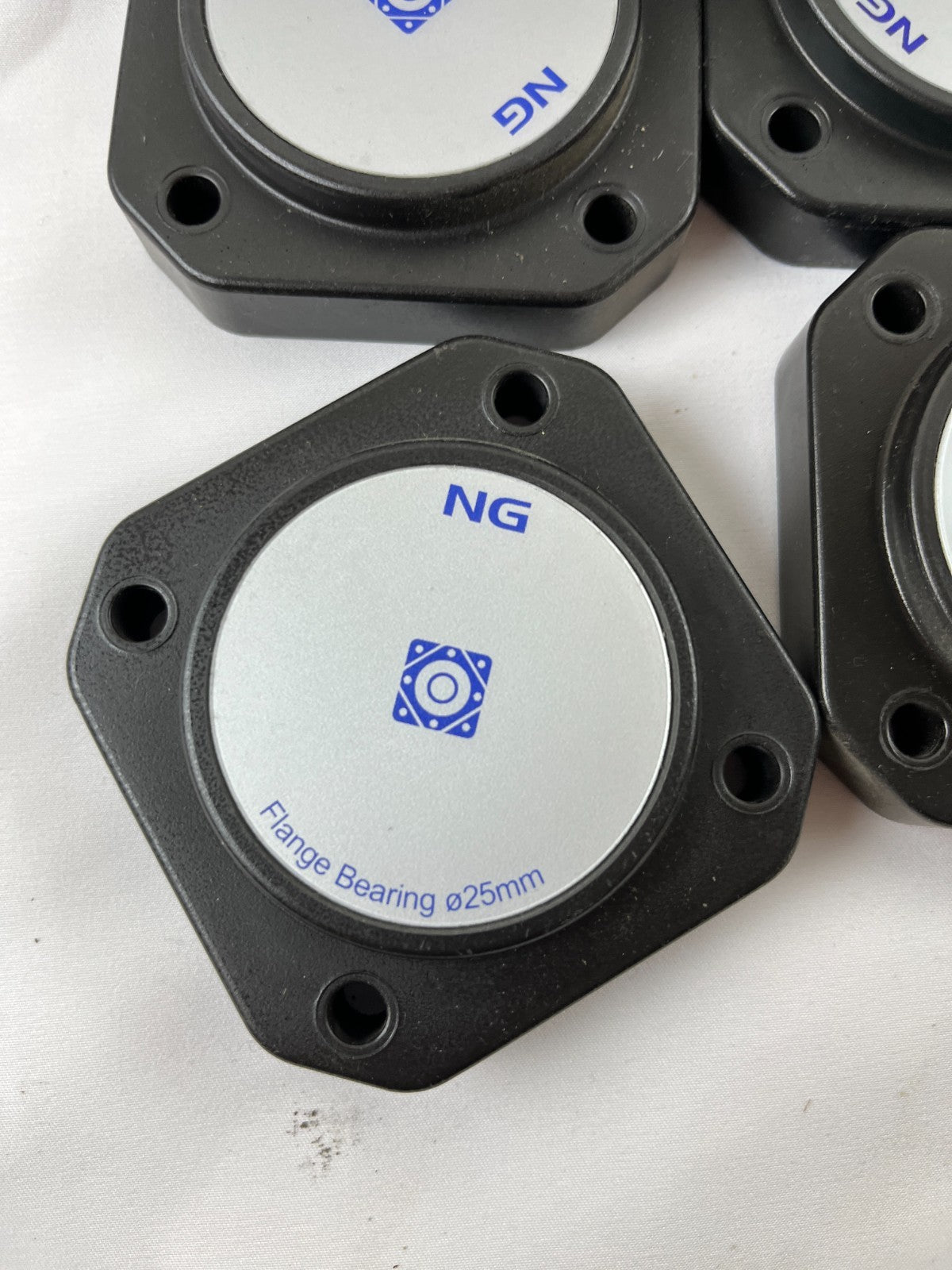 NG Flange Housing Ø25 mm F4 4-Bolt Plastic Bearing Covers Lot of 15 Used Spares