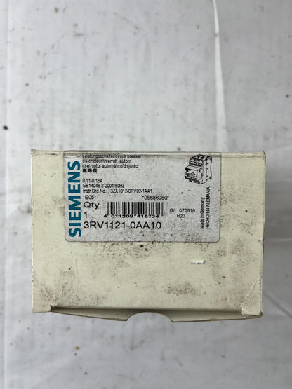 Siemens 3RV1121‑0AA10 SIRIUS Motor Protection Circuit Breaker 0.11–0.16A New