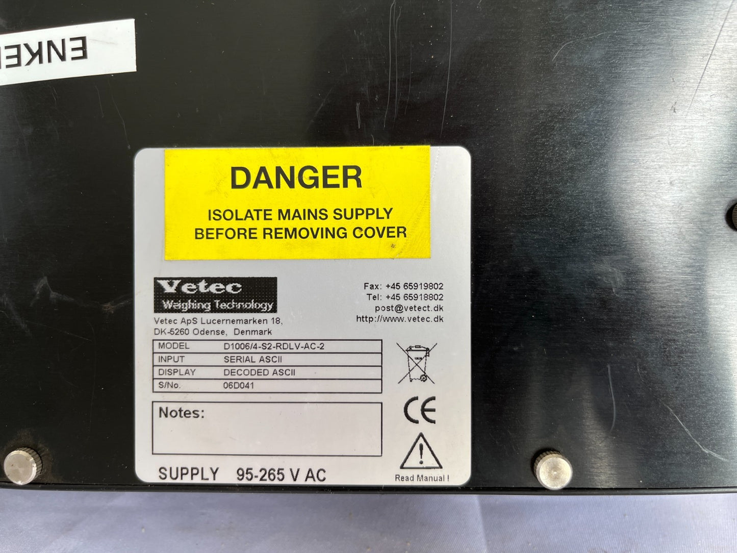 Vetec D1006/4-S2-RDLV-AC-2 Large LED Display ASCII Indicator Used Spare Unit