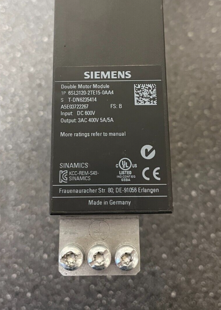 Siemens Sinamics Double Motor Module 6SL3120-2TE15-0AA4 – Fully Tested & Working