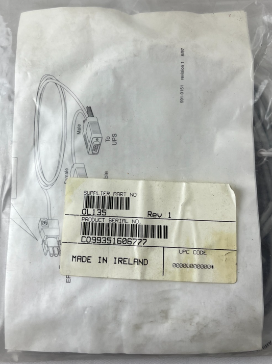 IBM / APC UPS Serial Interface Cable OL135 991‑0151 New in Box