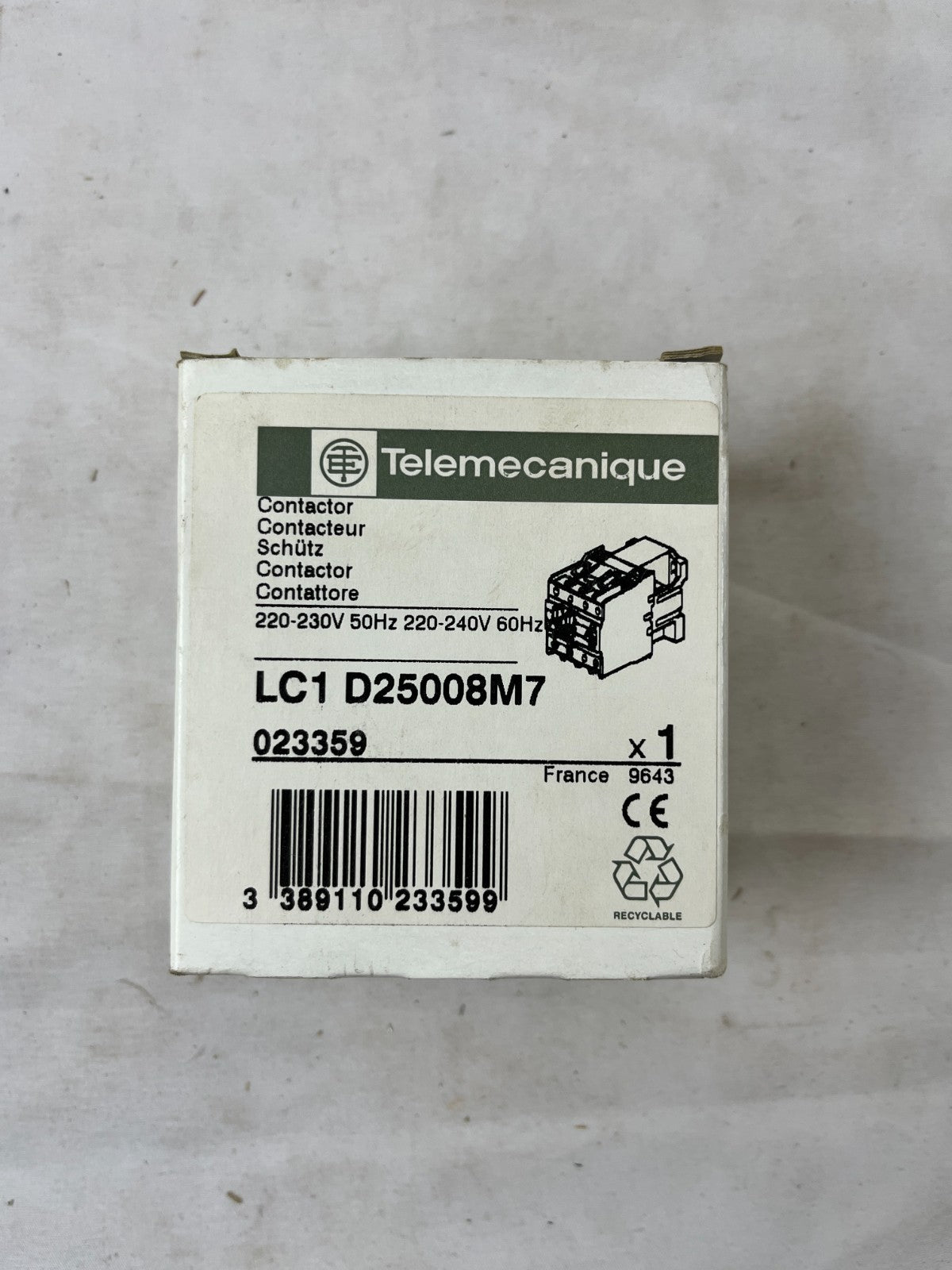 Telemecanique LC1D25008M7 Contactor 4-Pole 40A AC-1 2NO/2NC 220–240V AC Coil New