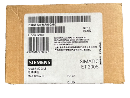 Siemens SIMATIC S7 ET200S 6ES7 138-4CA60-0AB0 PM-E DC24V Power Module NEW