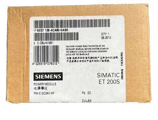 Siemens SIMATIC S7 ET200S 6ES7 138-4CA60-0AB0 PM-E DC24V Power Module NEW