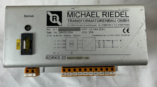 Michael Riedel RDRKS 20 24VDC 20A Industrial Power Supply 3-Phase Used Working