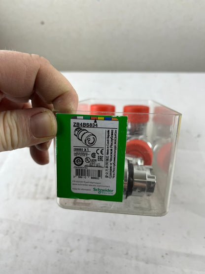6x Schneider Electric ZB4BS834 Harmony XB4 Red 30 mm E‑Stop Turn‑to‑Release