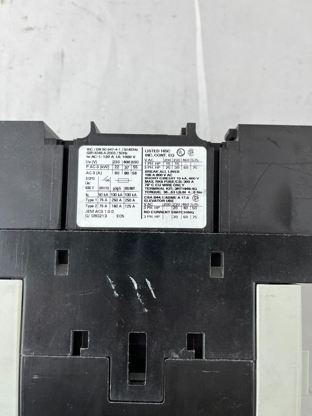 Siemens 3RT1045-1AP00 Sirius Power Contactor 3-Pole 80A AC-3 230V Coil Used
