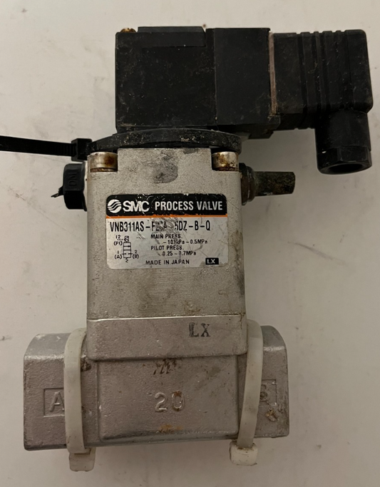 SMC VN8311AS-20A-5DZ-B-Q Pneumatic Process Valve 3/4" 20mm Solenoid, Used, Japan