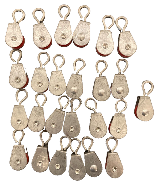 Lot of 25x Heavy Duty Small Pulleys - CE Marked, 60kg Capacity Each - Metal