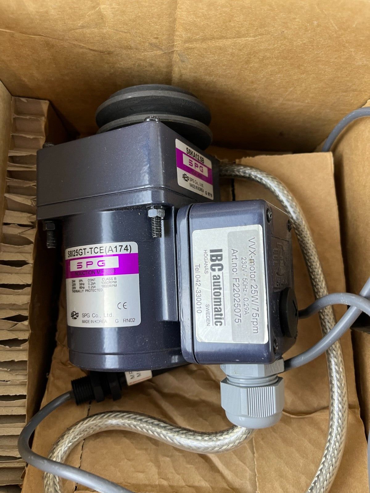 SPG S8I25GT-TCE Induction Motor 25W 220V 50/60Hz With IBC VVX 25W 75rpm New