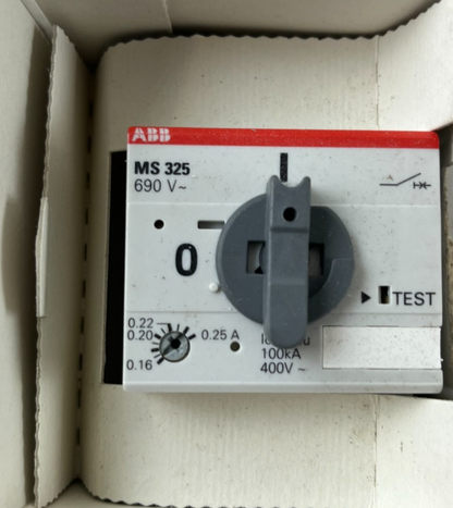 ABB MS325-0.25 Manual Motor Starter 0.16–0.25A 690V 3-Pole New in Box Spare