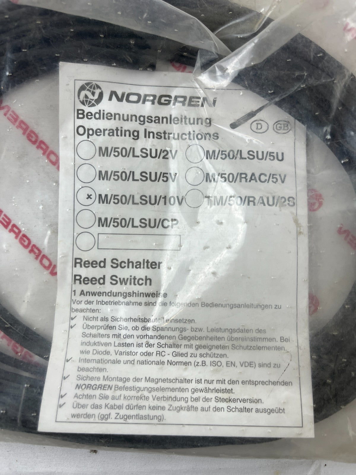 Norgren M/50/LSU/10V Reed Switch Sensor 10m Cable New In Original Packaging