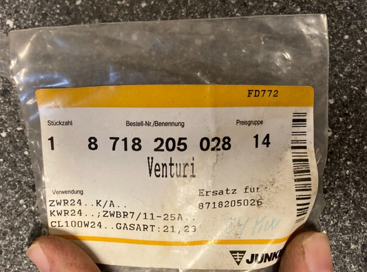 Junkers Bosch Boiler Venturi Valve PN: 8718205028 - NOS Original ZR/ZSR/ZWR