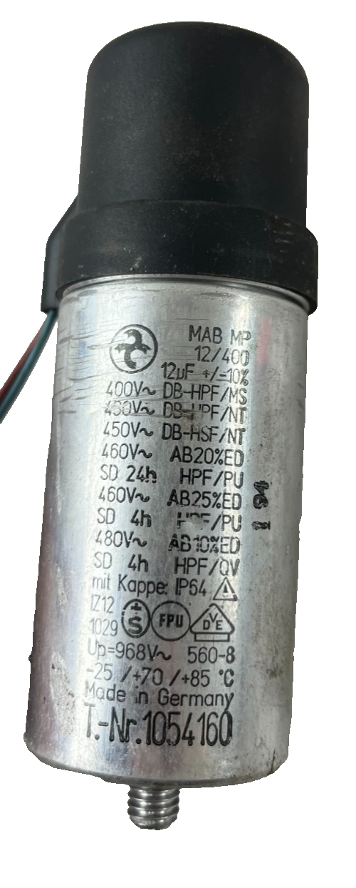 MAB MP 12/400 12µF 400–480V Motor Run Capacitor Made in Germany Used Spare