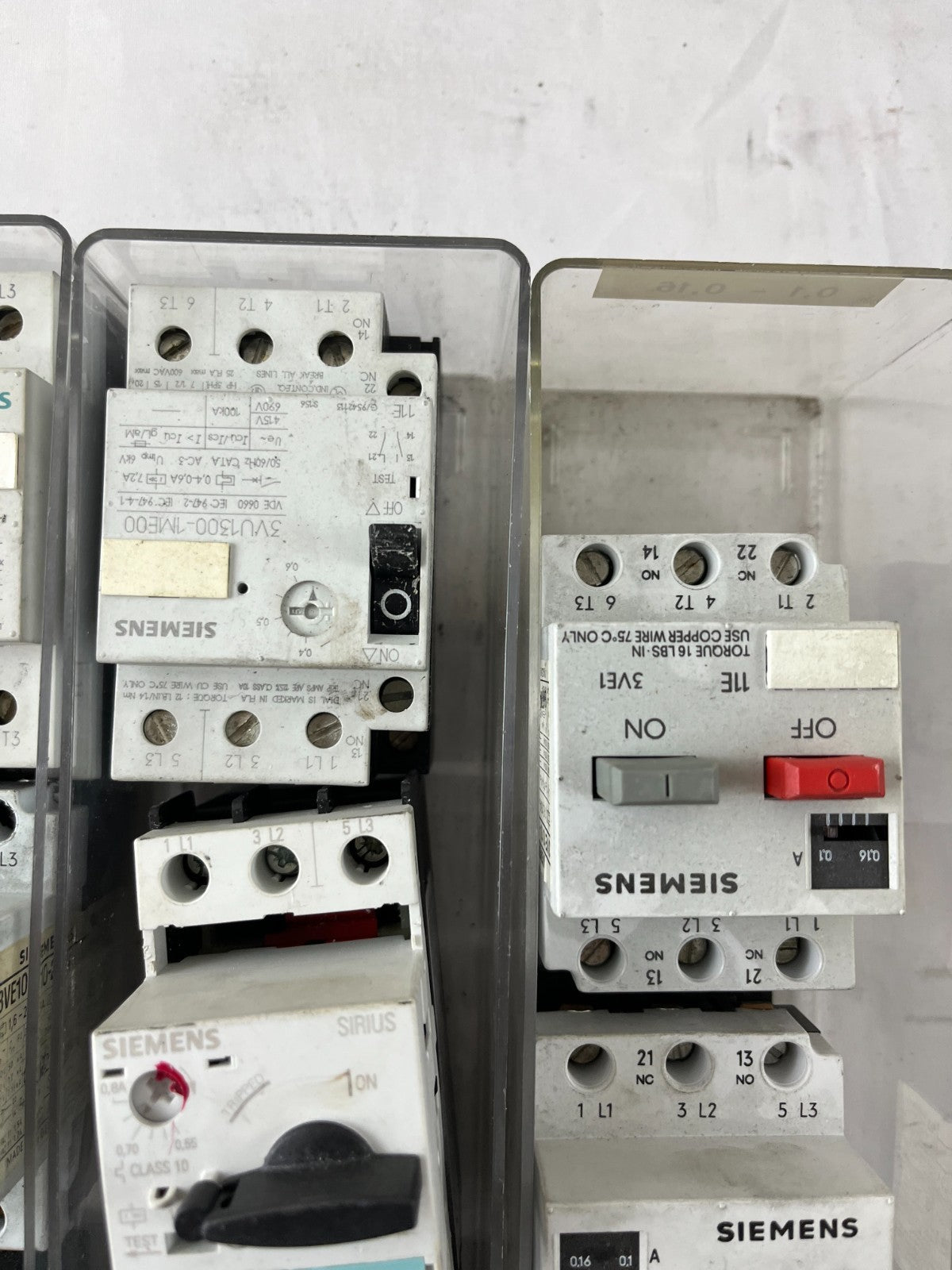 Siemens Motor Starter Lot 18pcs 3VE1 3RV 3VU MPCB Used Working Spare Units