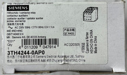 Siemens 3TH4244-0AP0 Contactor Relay 230V 4NO 4NC Auxiliary New Unit