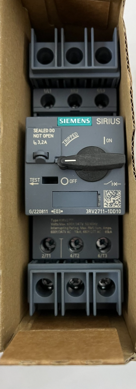 Siemens 3RV2711-1DD10 SIRIUS Motor Protection Circuit Breaker 3.2A S00 New