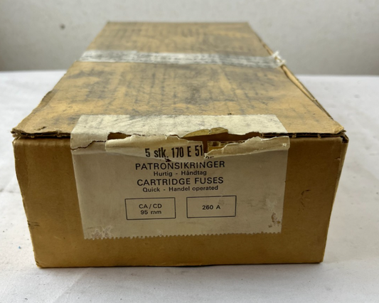 5x LK‑NES 170E5125 260A 500V HL Cartridge Fuses CA/CD 95mm NEW NOS