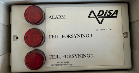 DISA NFUA 2 Ventilation Alarm Panel 3 Red Lamps New Spare Unit Danish