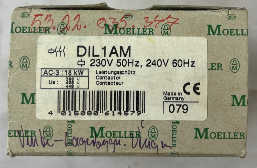 Klöckner Moeller DIL1AM Contactor 3-Pole 55A 18.5kW Coil 230V 50Hz 240V 60Hz New