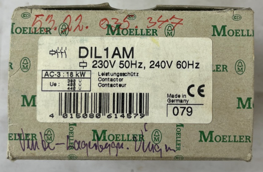 Klöckner Moeller DIL1AM Contactor 3-Pole 55A 18.5kW Coil 230V 50Hz 240V 60Hz New