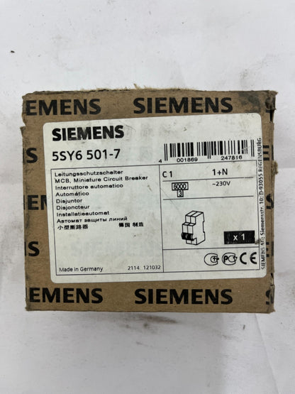 Siemens 5SY6 501-7 MCB Miniature Circuit Breaker 1+N C1 230V New Unused Germany
