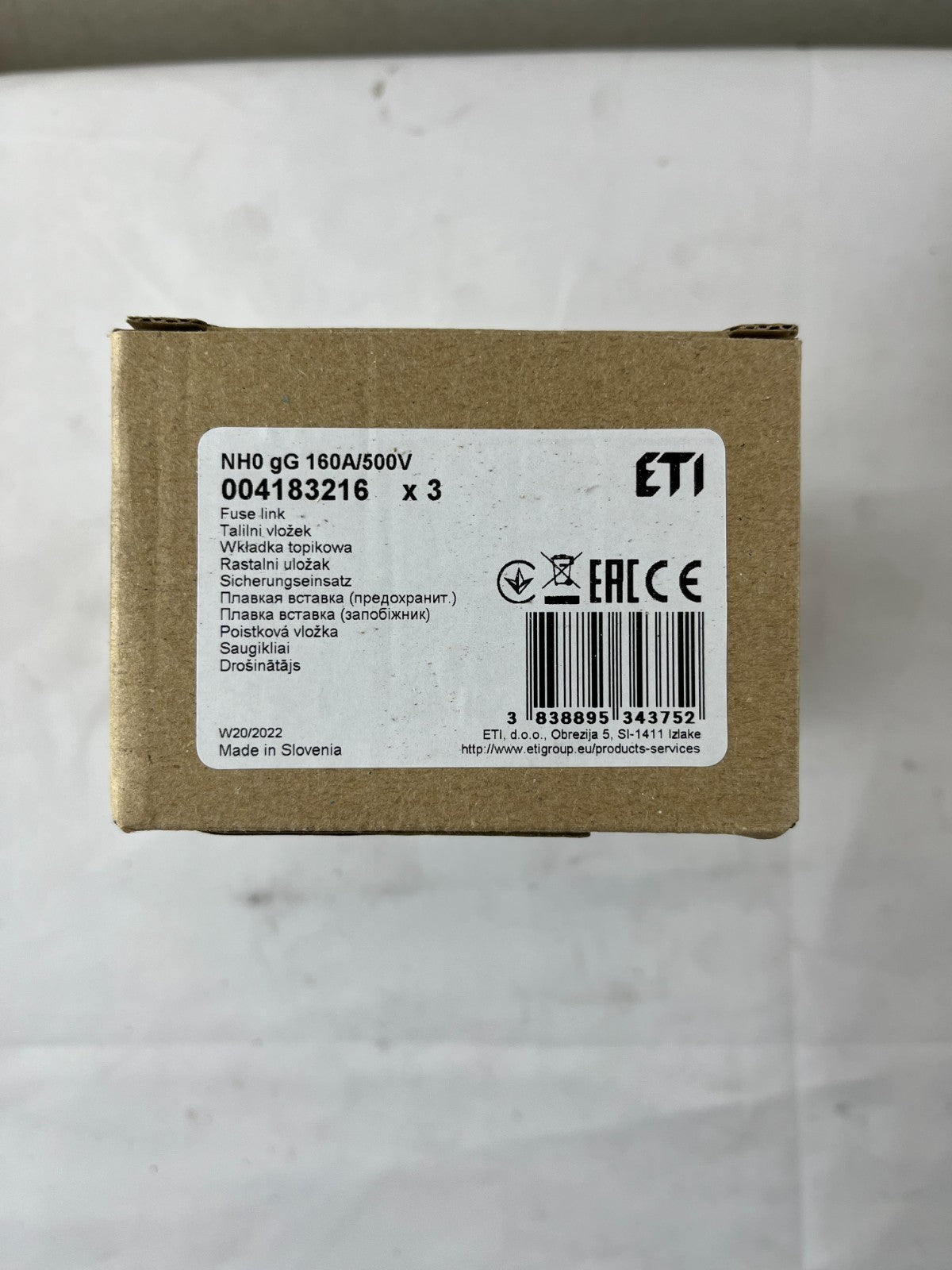 3x ETI NH0 NV0 Fuse Links 160A 500V gG 120kA 004183216 New in Box Slovenia