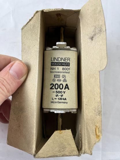 Lindner Vollschutz NH1 8001.2007 Fuse 200A 500V gL/gG 120kA Corrosion Resistant