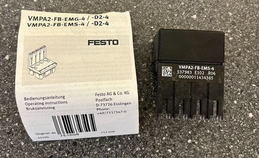 New Festo VMPA2-FB-EMS-4 / -D2-4 Module with Instructions - 537983 E102 R06