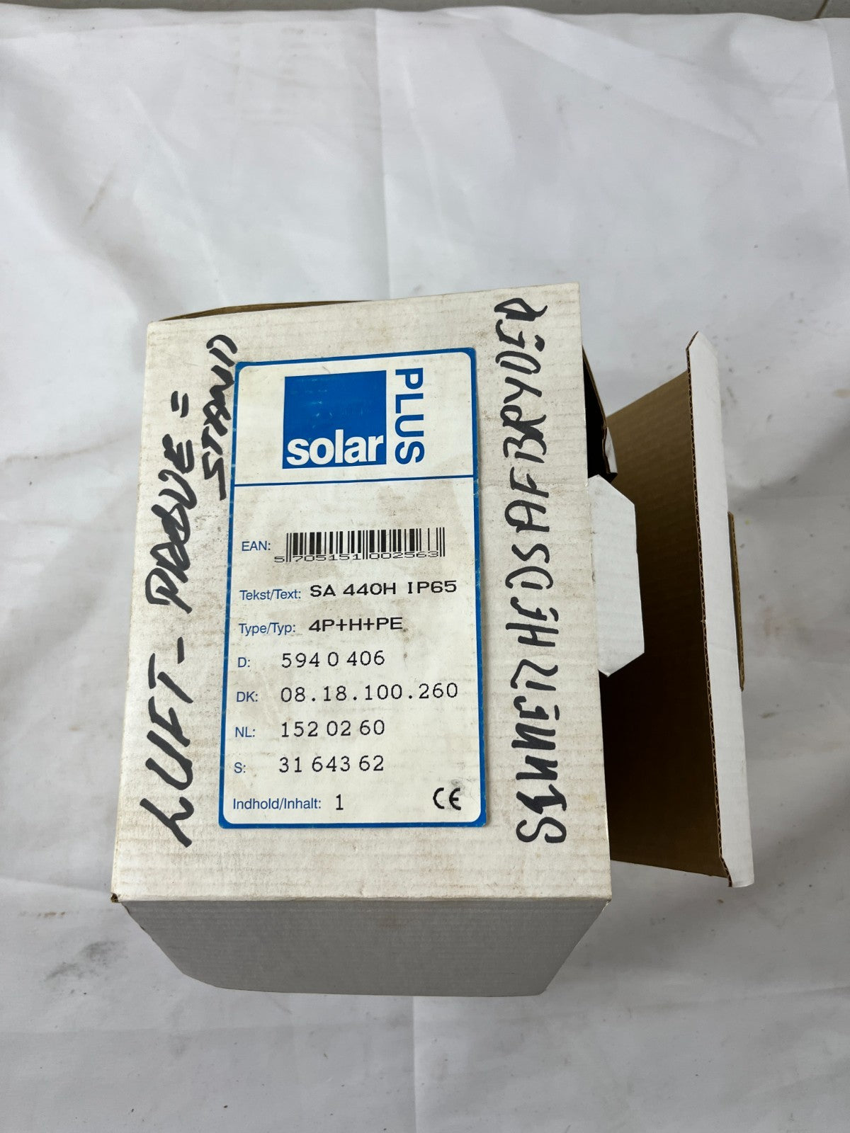 Solar Plus SA 440H IP65 4P+H+PE Safety Isolator Switch 40 A New Spare Unit