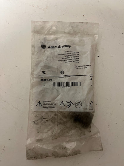 Allen-Bradley 800FP-F9 Flush Push Button, 22mm, IP66, NEW OEM Bag 1 Piece