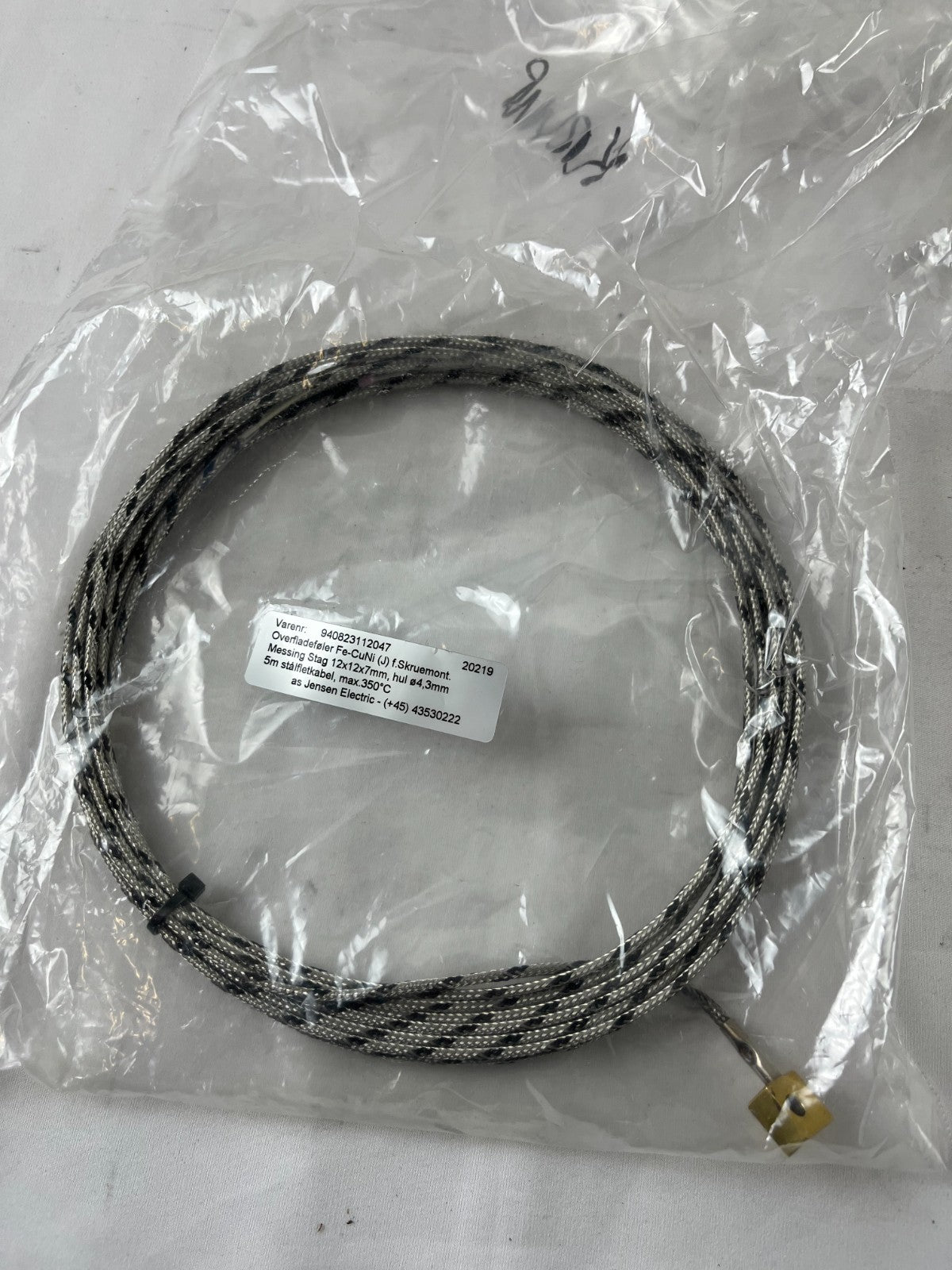 Type J Thermocouple Probe 5m Stainless Braided Cable 350°C Screw Mount New
